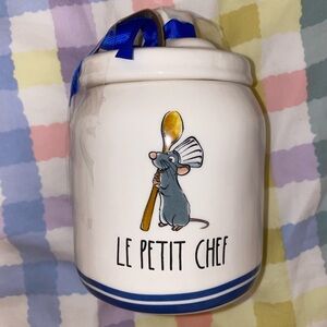 RAE DUNN Le Petit Chef Ceramic Jar with Blue Accents